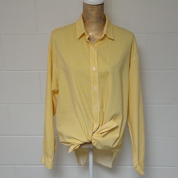 Ol' Paint 100% cotton long sleeve stripe oversize button up shirt top - Picture 2 of 8
